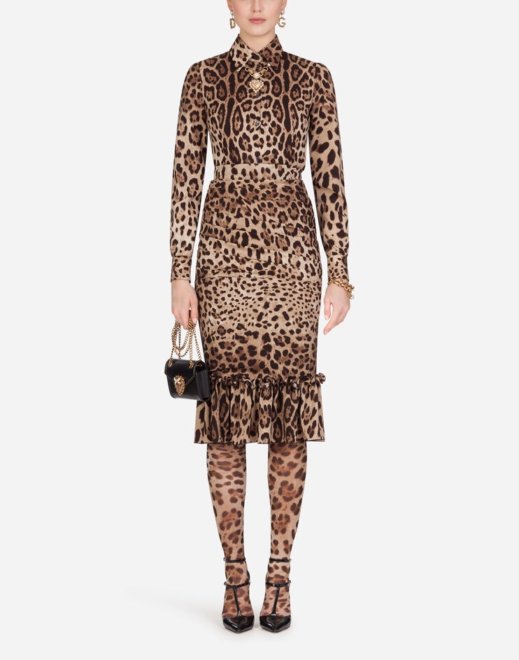 Leopard-print charmeuse shirt - 4