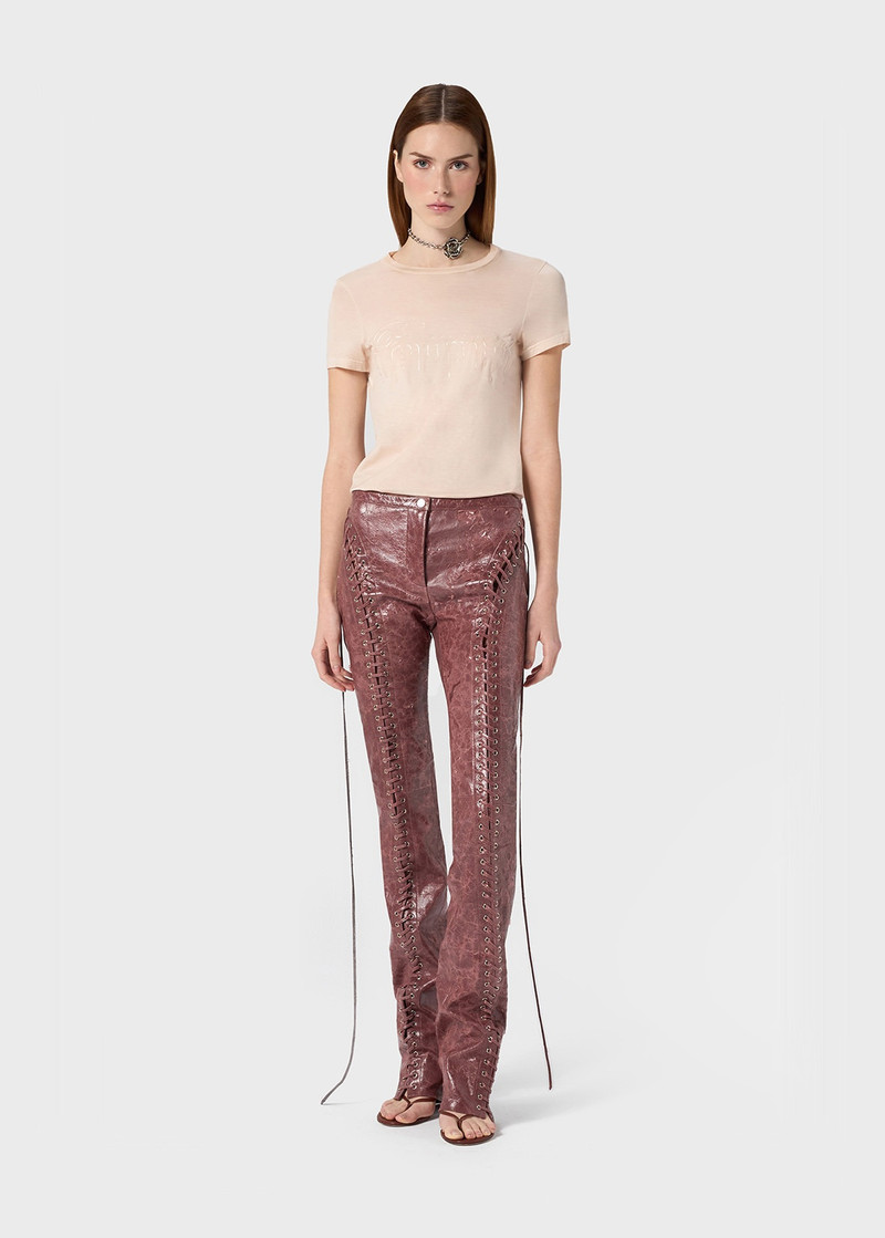 Blumarine PANTS IN CRACKLE-EFFECT LEATHER outlook