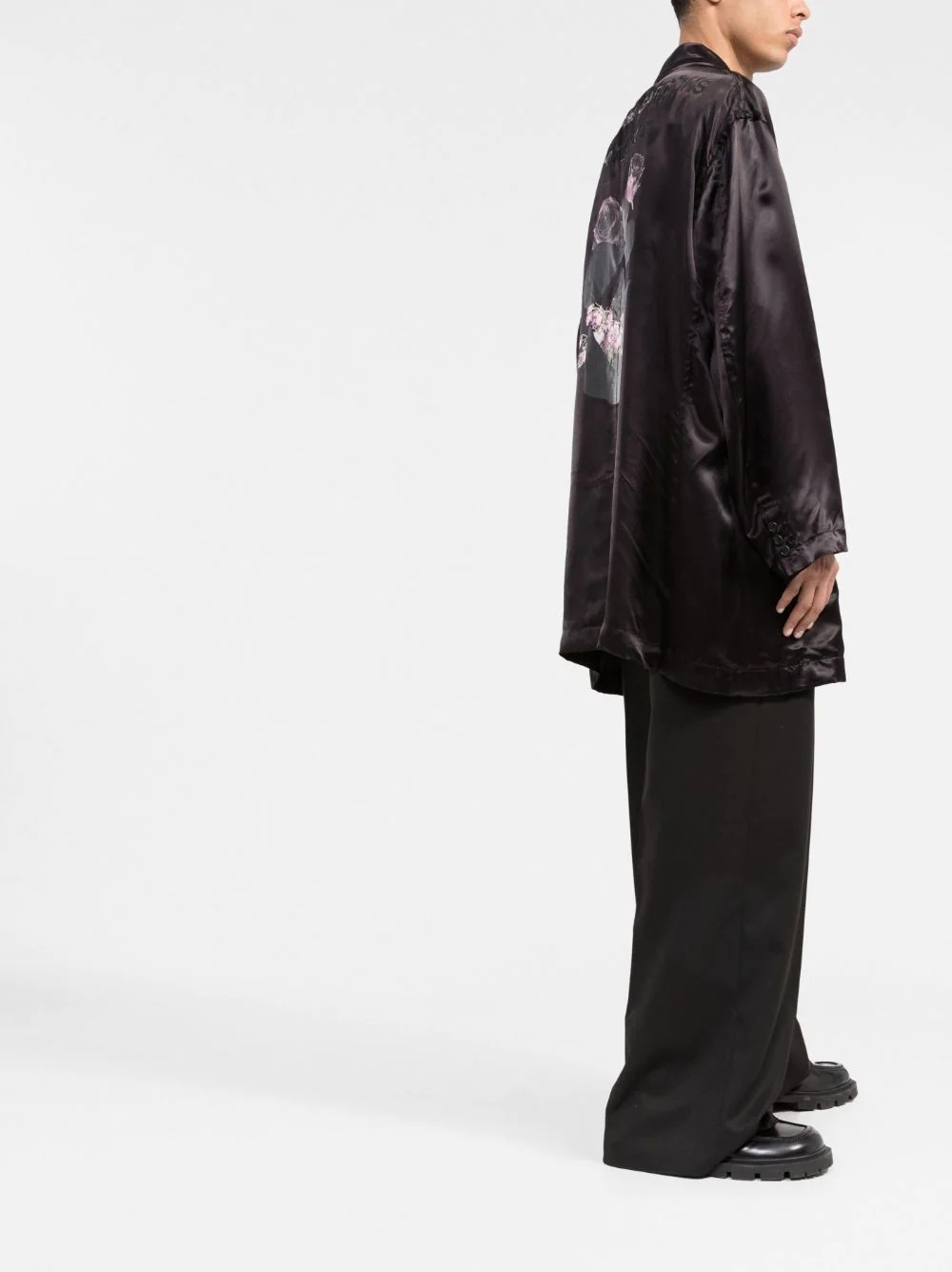 rose skull satin blazer - 4