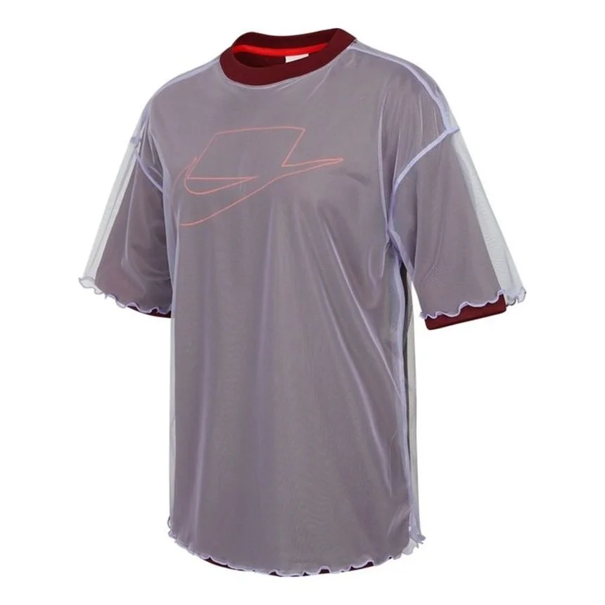 (WMNS) Nike As Sportswear Tulle Shortsleeve Tee Purple DD4530-580 - 1