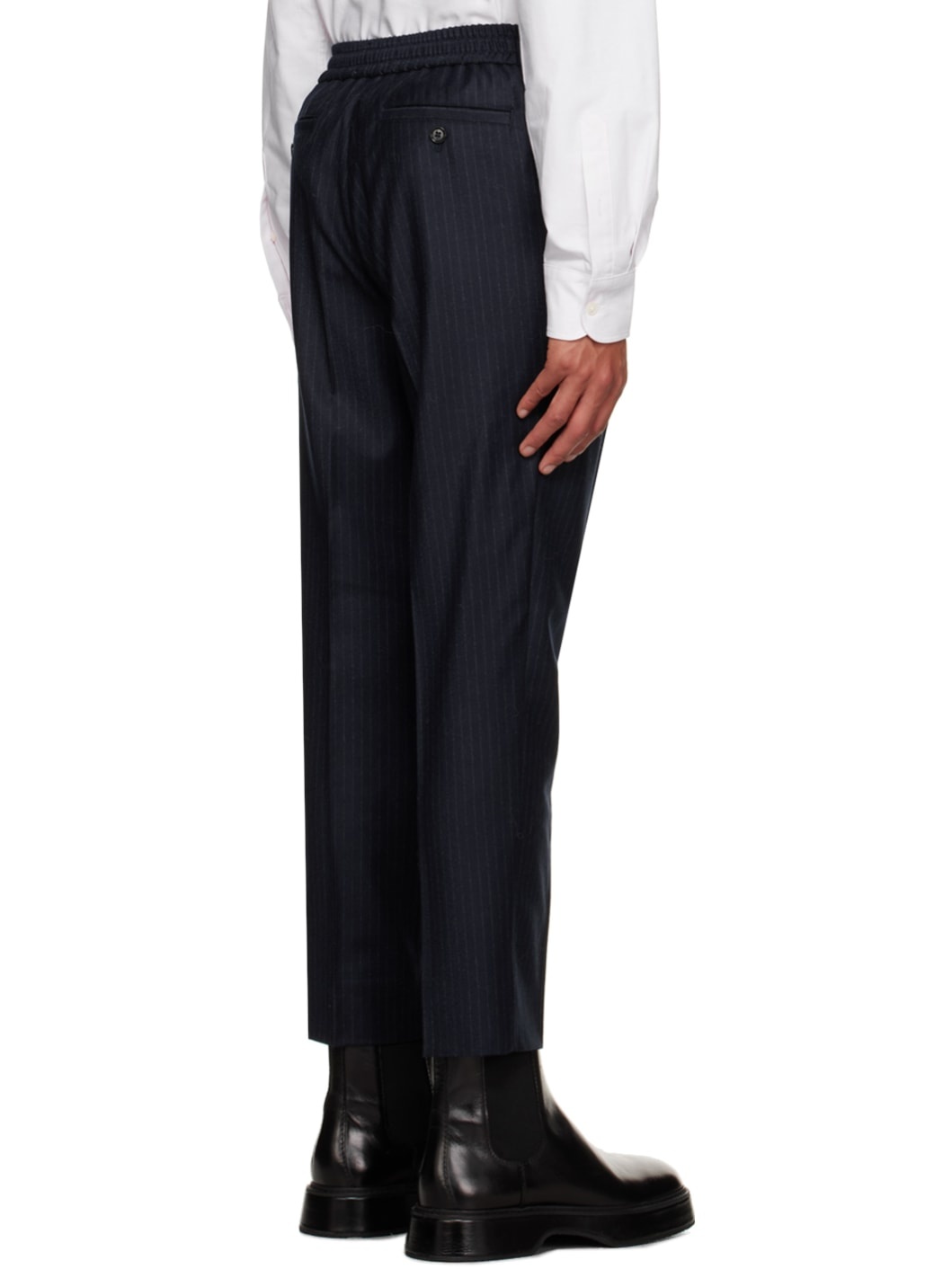 Navy Drawstring Trousers - 3