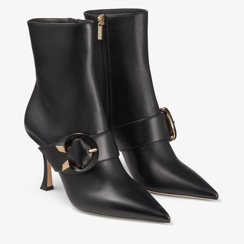 Magik 90
Black Nappa Leather Pointed-Toe Ankle Boots with C-Buckle 3