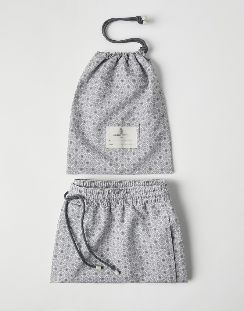 Geometric print microfiber swim shorts 4