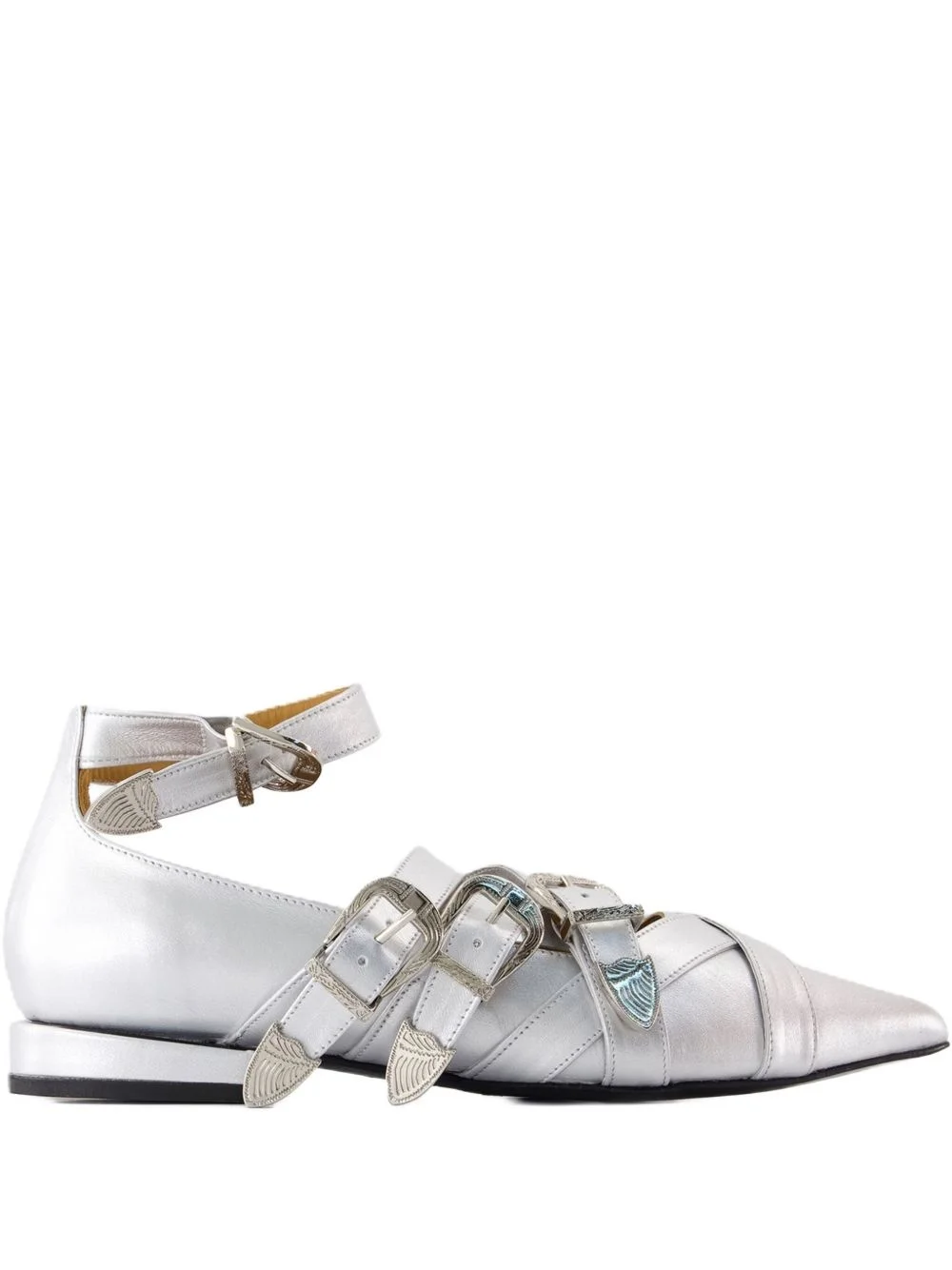 buckle-strap pointed ballet flats - 1