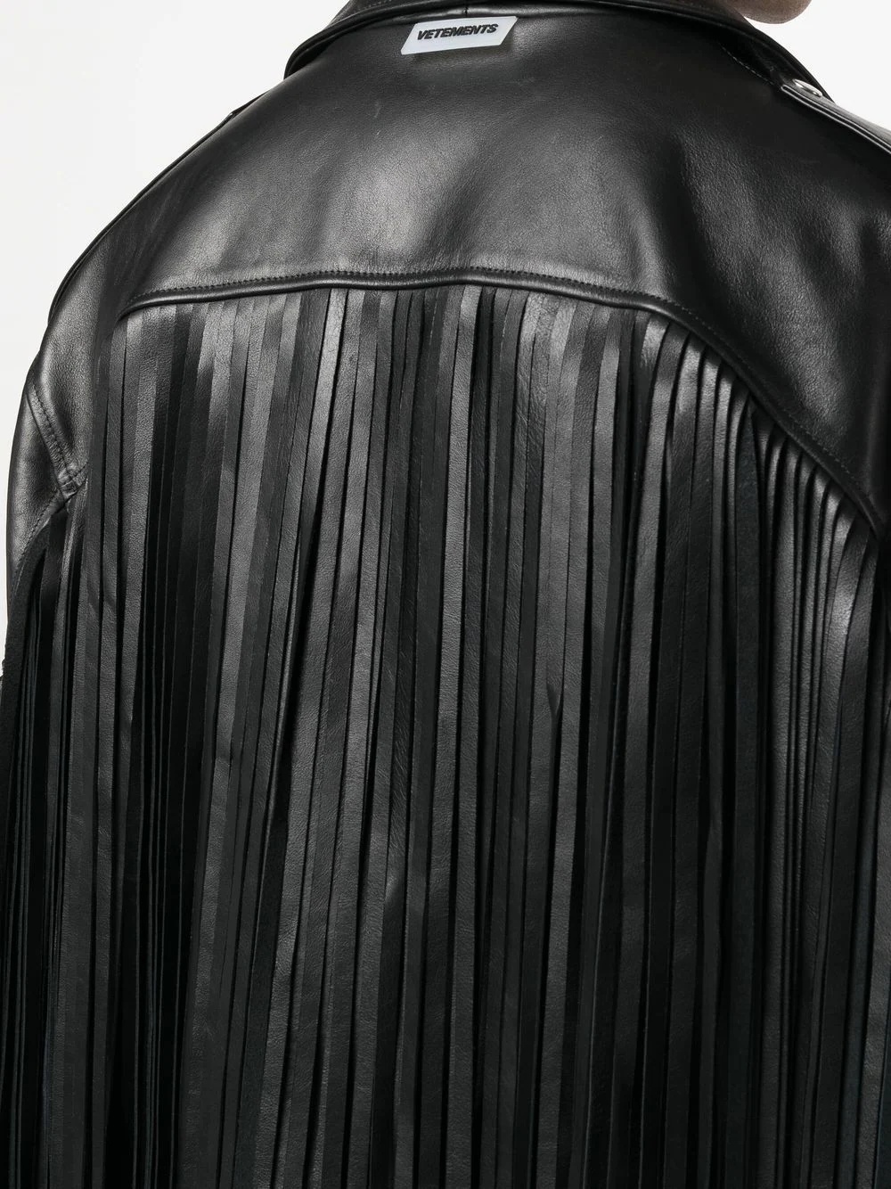 fringe-detail leather biker jacket - 5