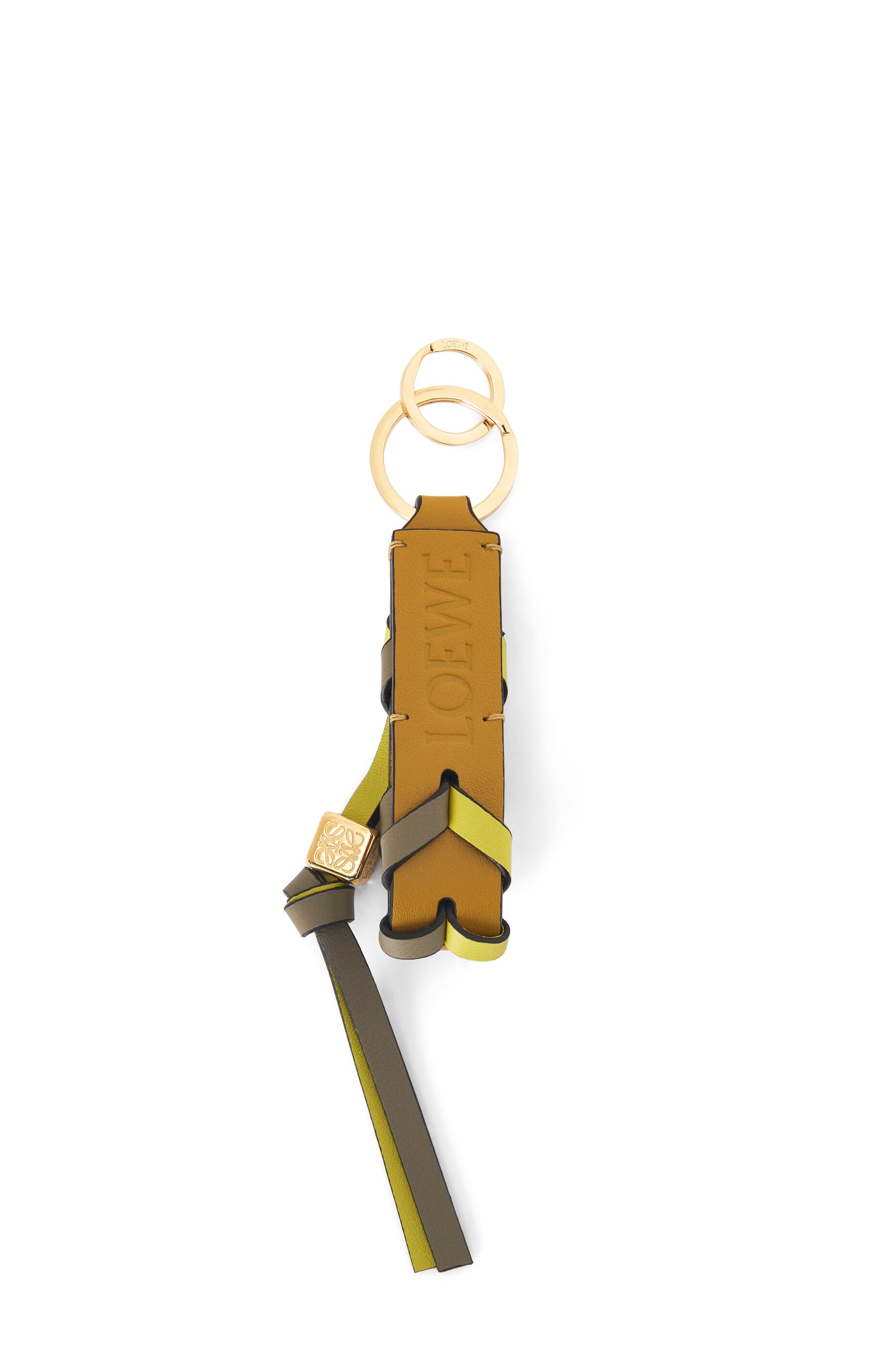 Braided strap keyring in calfskin and brass - 2