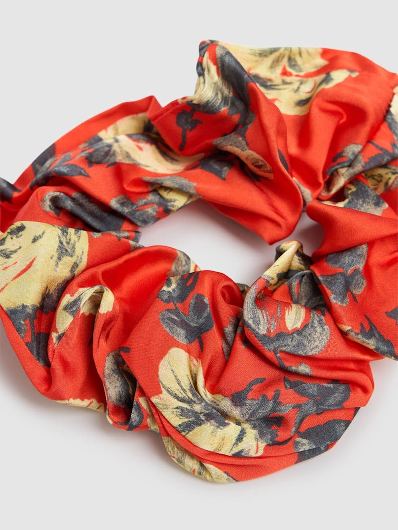 GANNI Printed satin scrunchie outlook