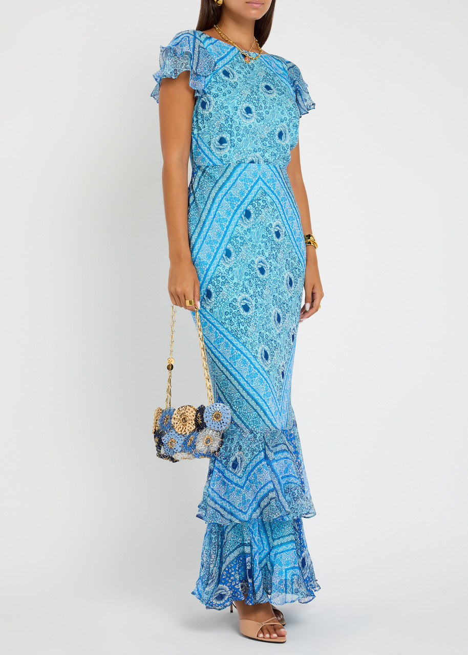 Rixo Ordinia Patterned Chiffon Maxi Dress - 4