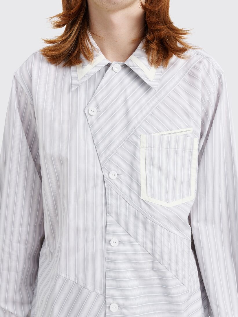 KIKO KOSTADINOV ASPASIA SHIRT TWILL LIGHT GREY STRIPES - 5