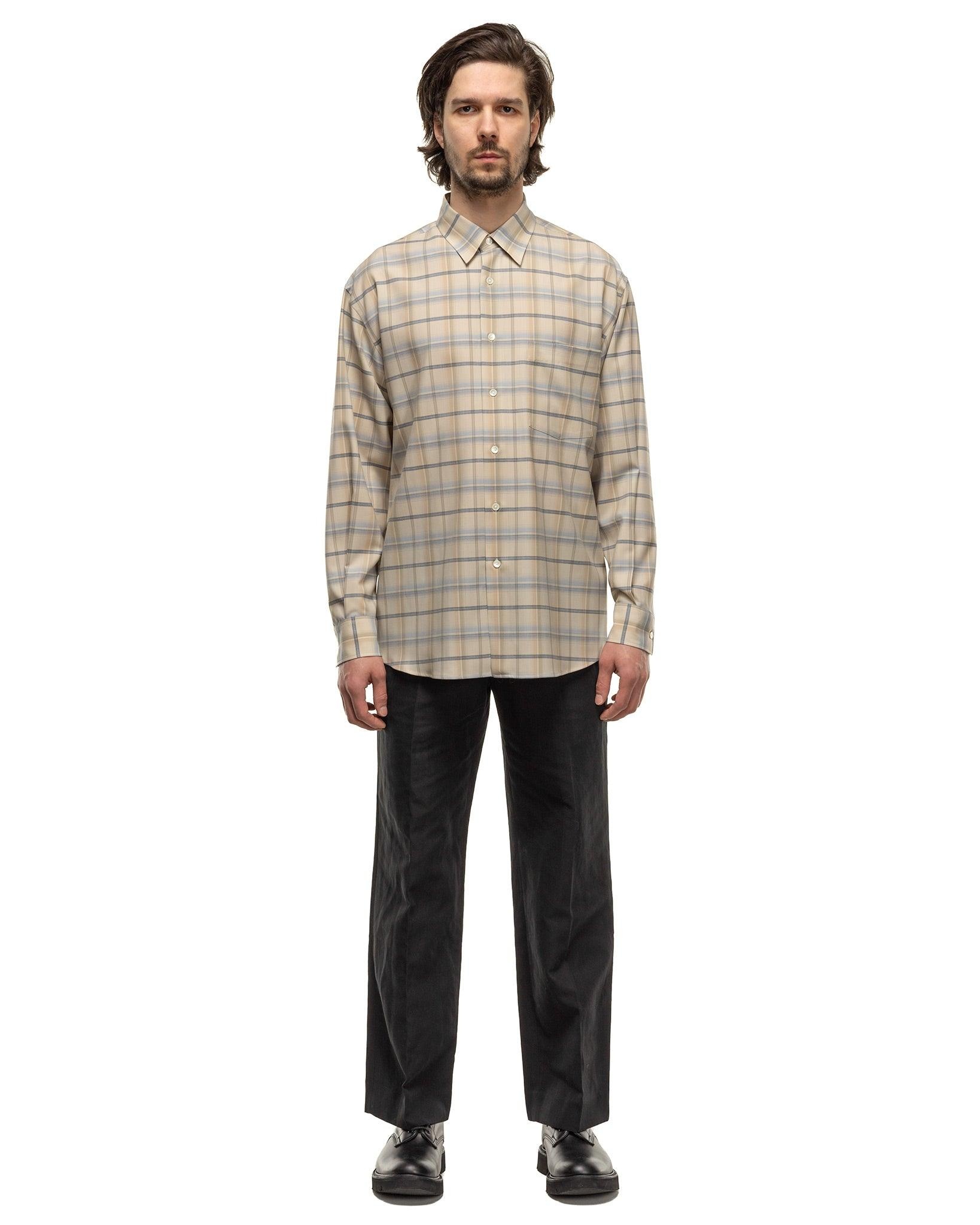 Super Light Wool Check Shirt Light Beige Check - 2