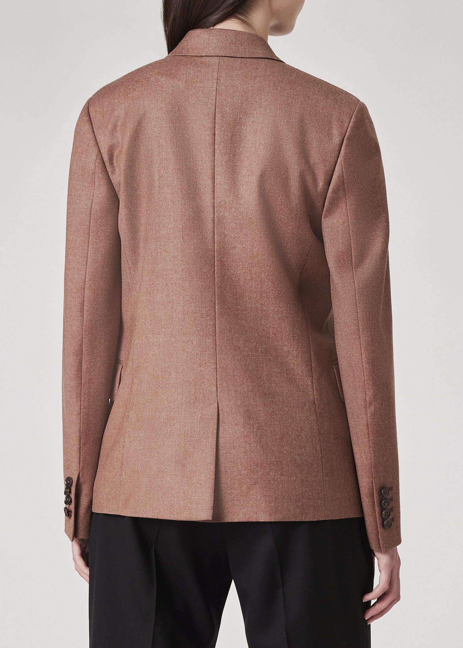 Women's Dusty Rose Wool-Cashmere Flannel Double Breasted Blazer - 7