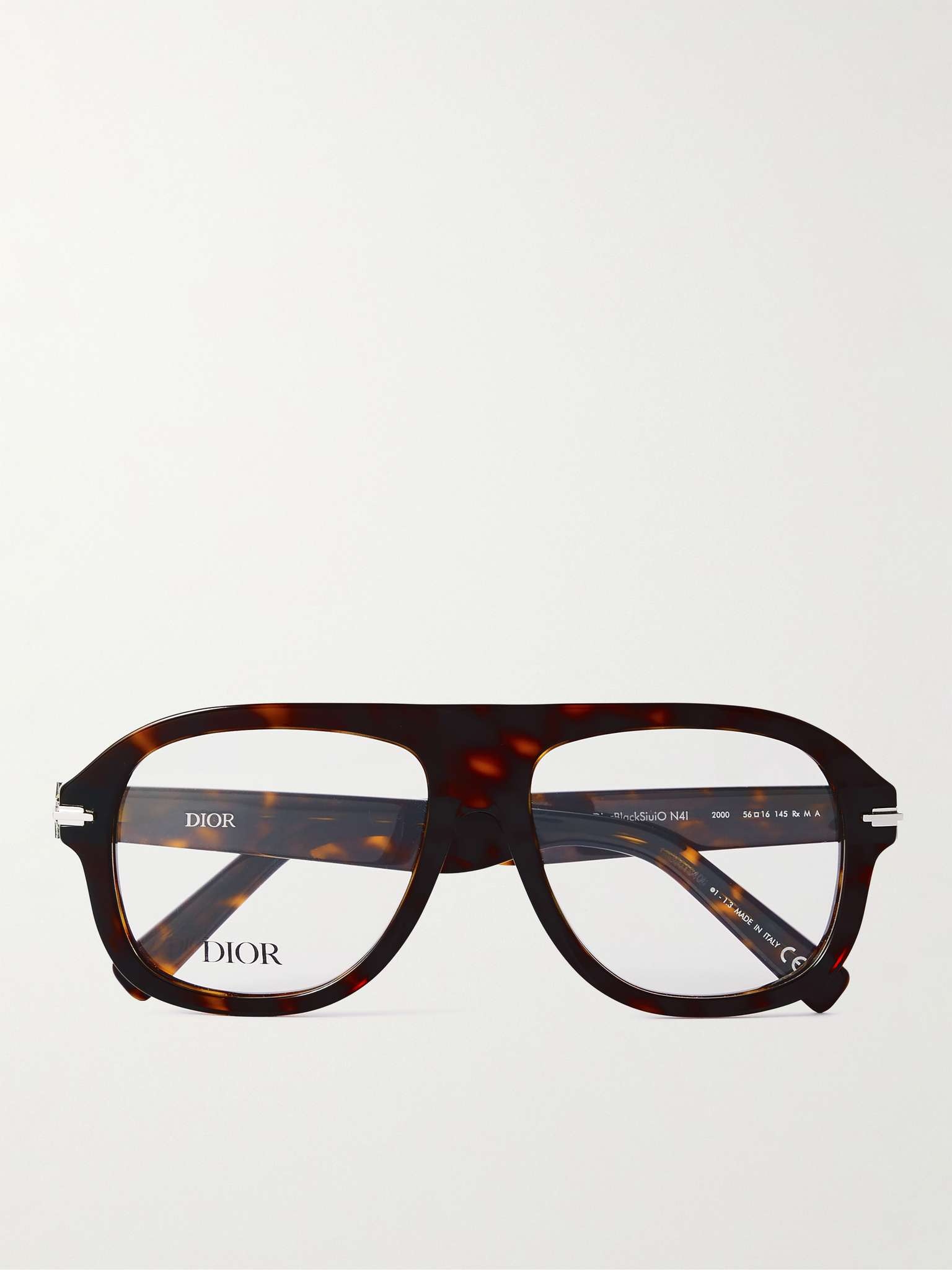 Blacksuit Tortoiseshell Acetate and Silver-Tone Aviator-Style Optical Glasses - 1
