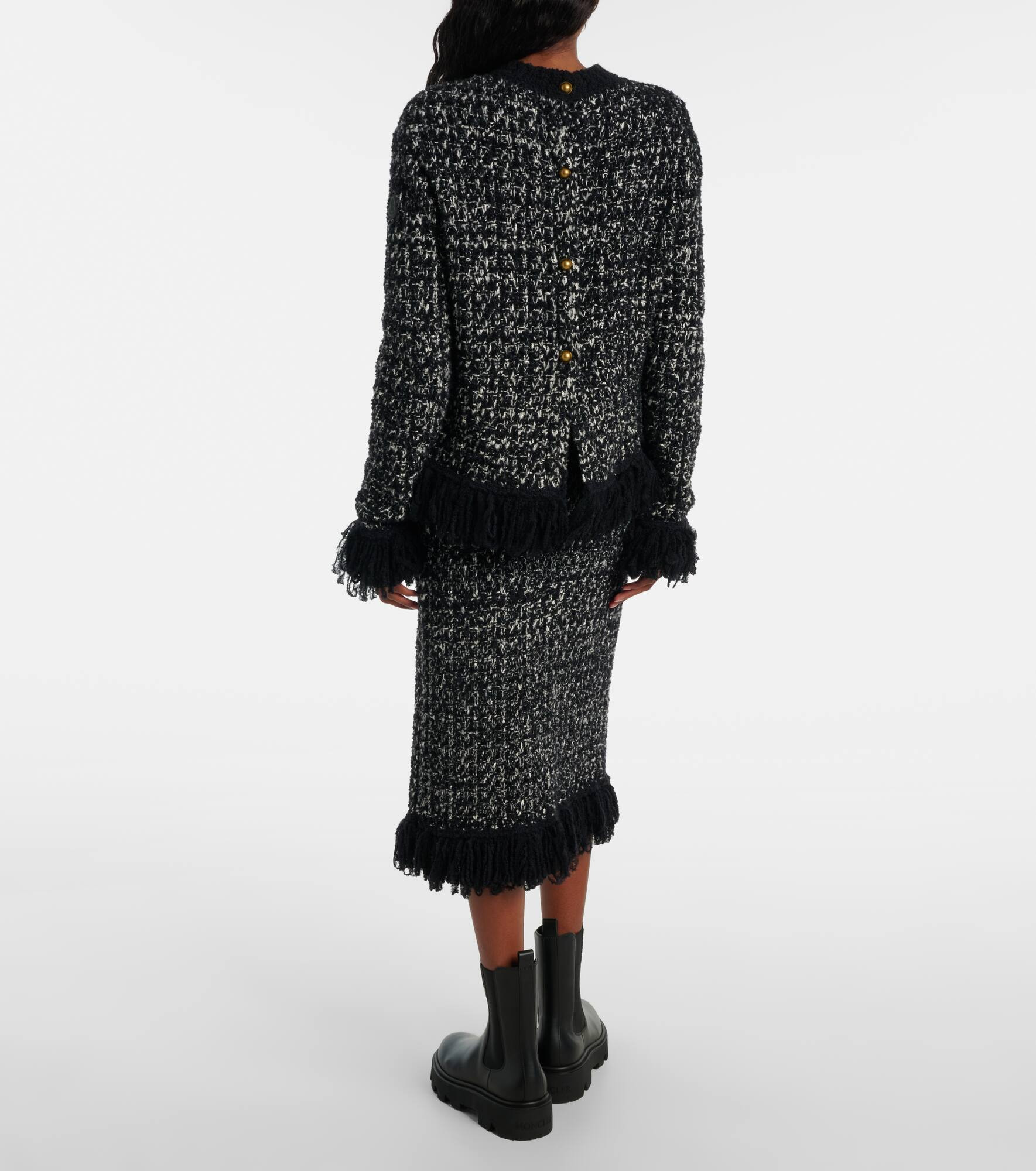 Fringed wool-blend cardigan - 3
