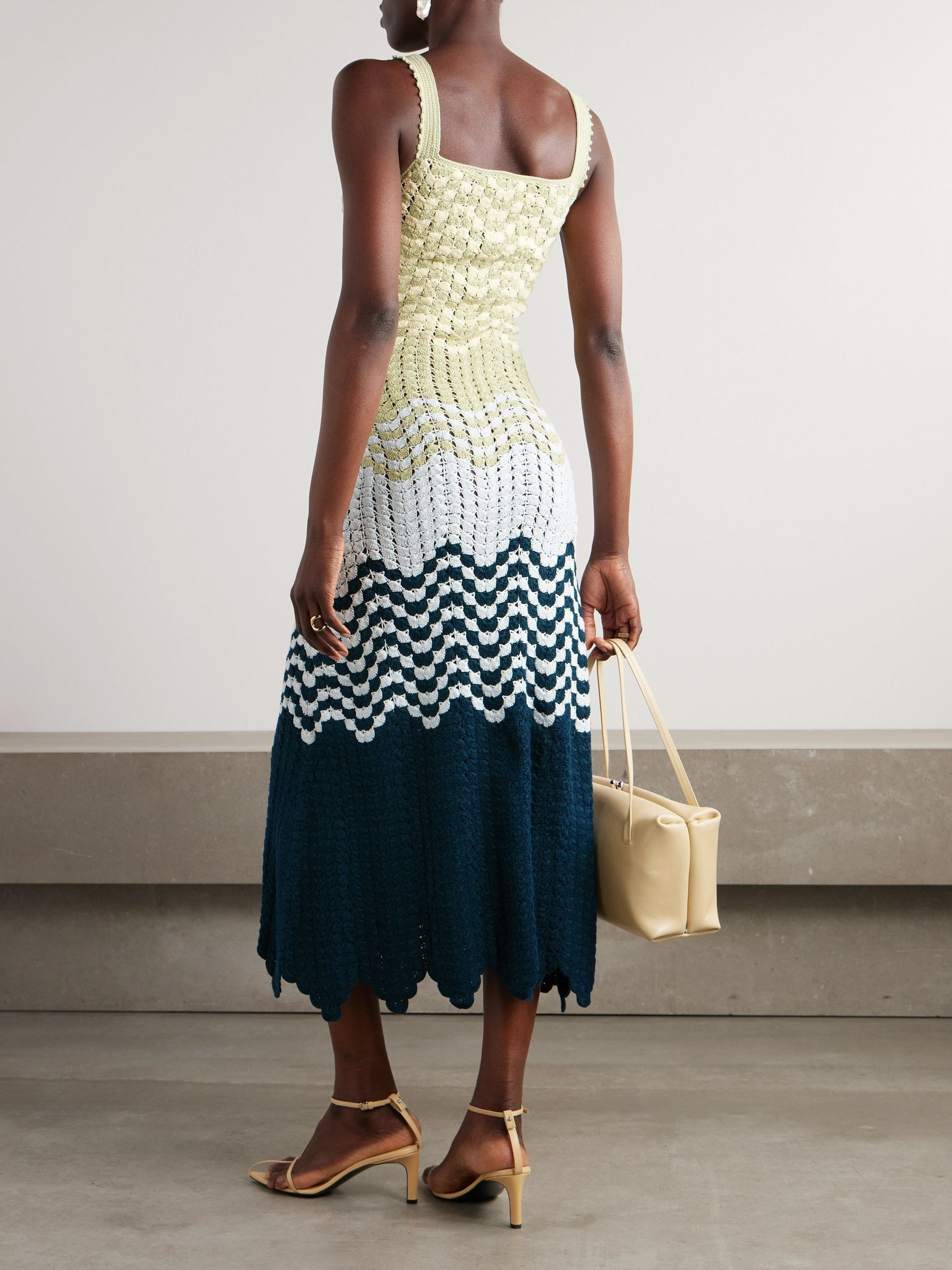 Marea crocheted cotton maxi dress Blue - 3