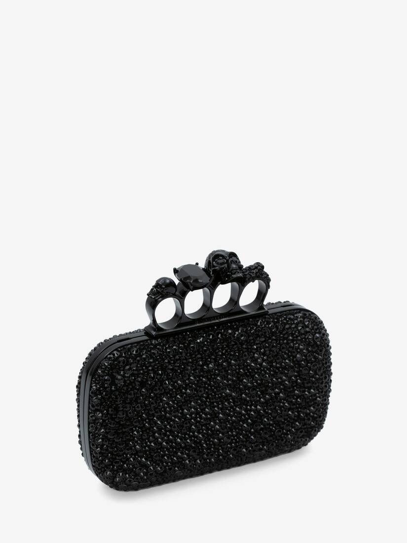 Women's Knuckle Clutch With Chain in Black - 2