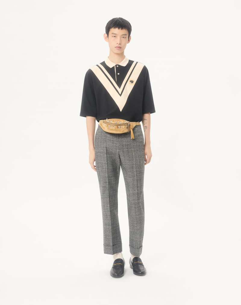 Valentino VALENTINO COTTON POLO WITH INLAID V AND EMBROIDERED PANTHER PATCH outlook