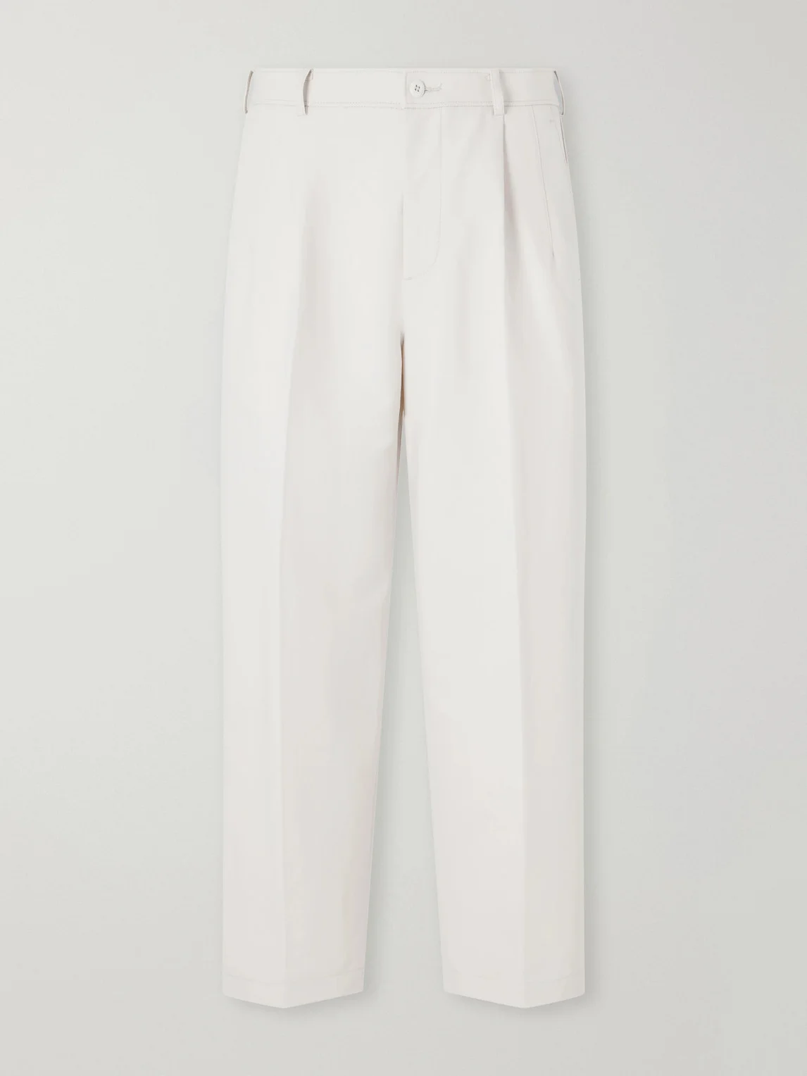 Pleated Tapered Cotton Trousers - 1