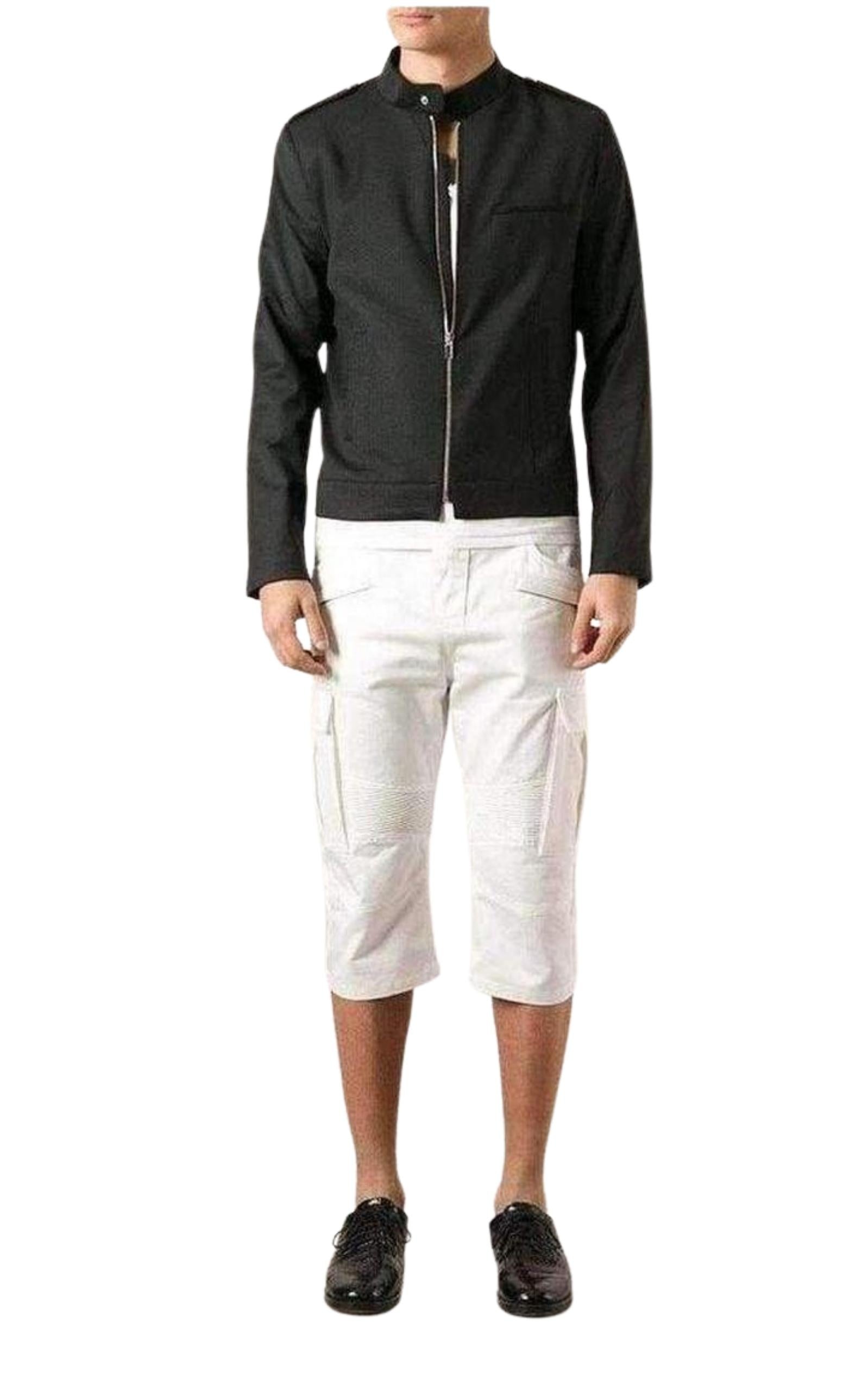 White Cotton Cargo Biker Shorts - 2