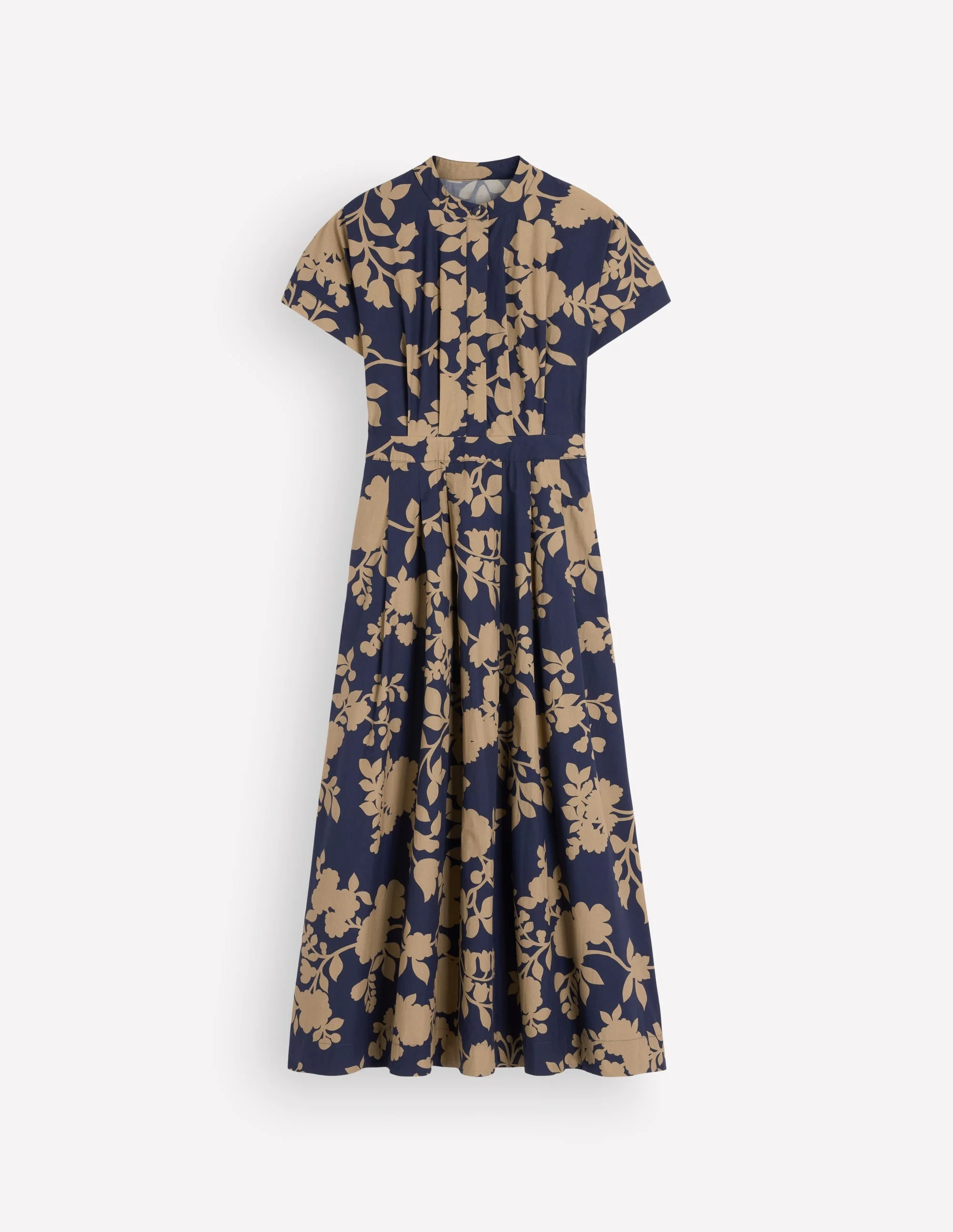 Grown On Sleeve Midi Dress-French Navy, Bouquet Breeze - 1