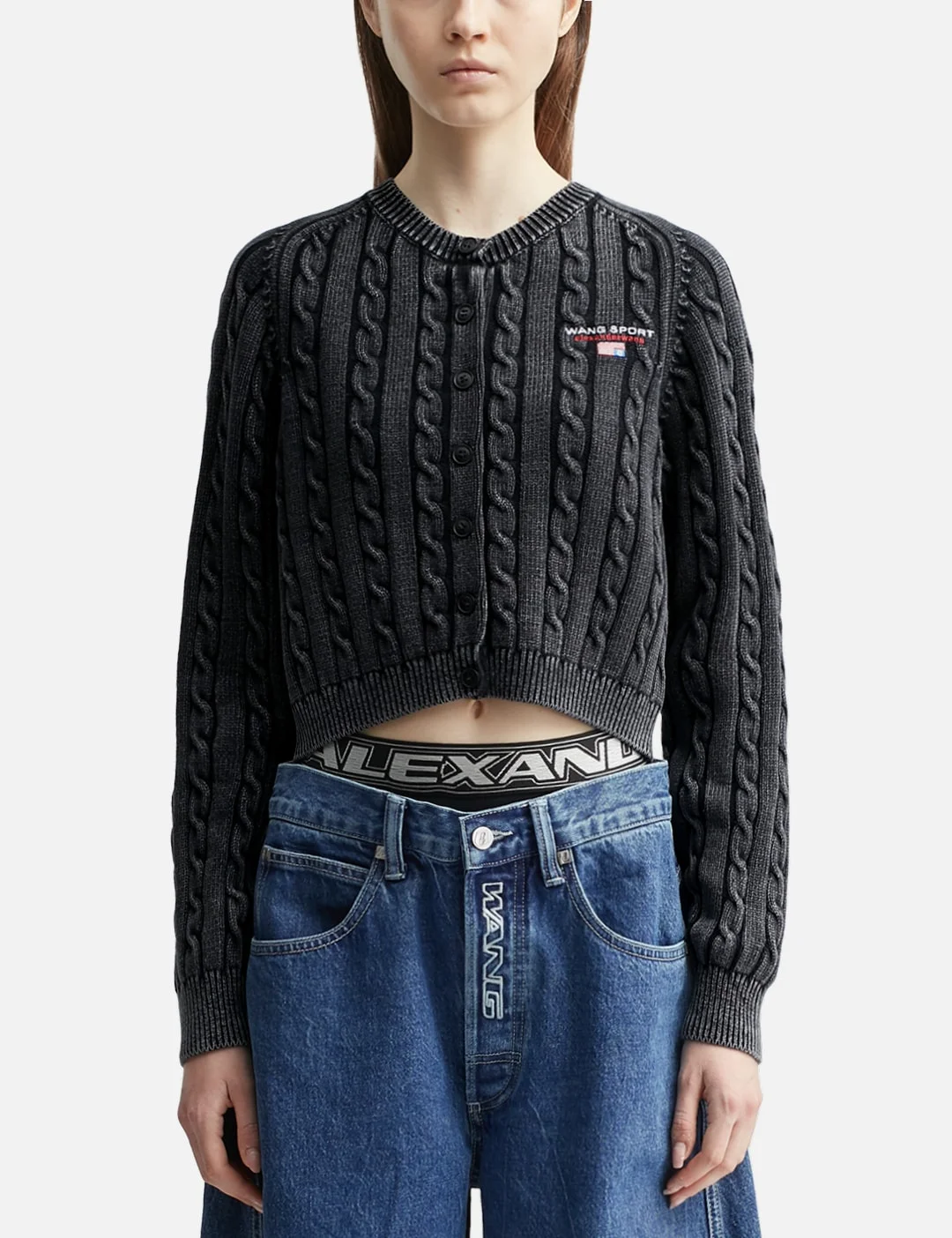 CABLE-KNIT CROPPED CARDIGAN - 1