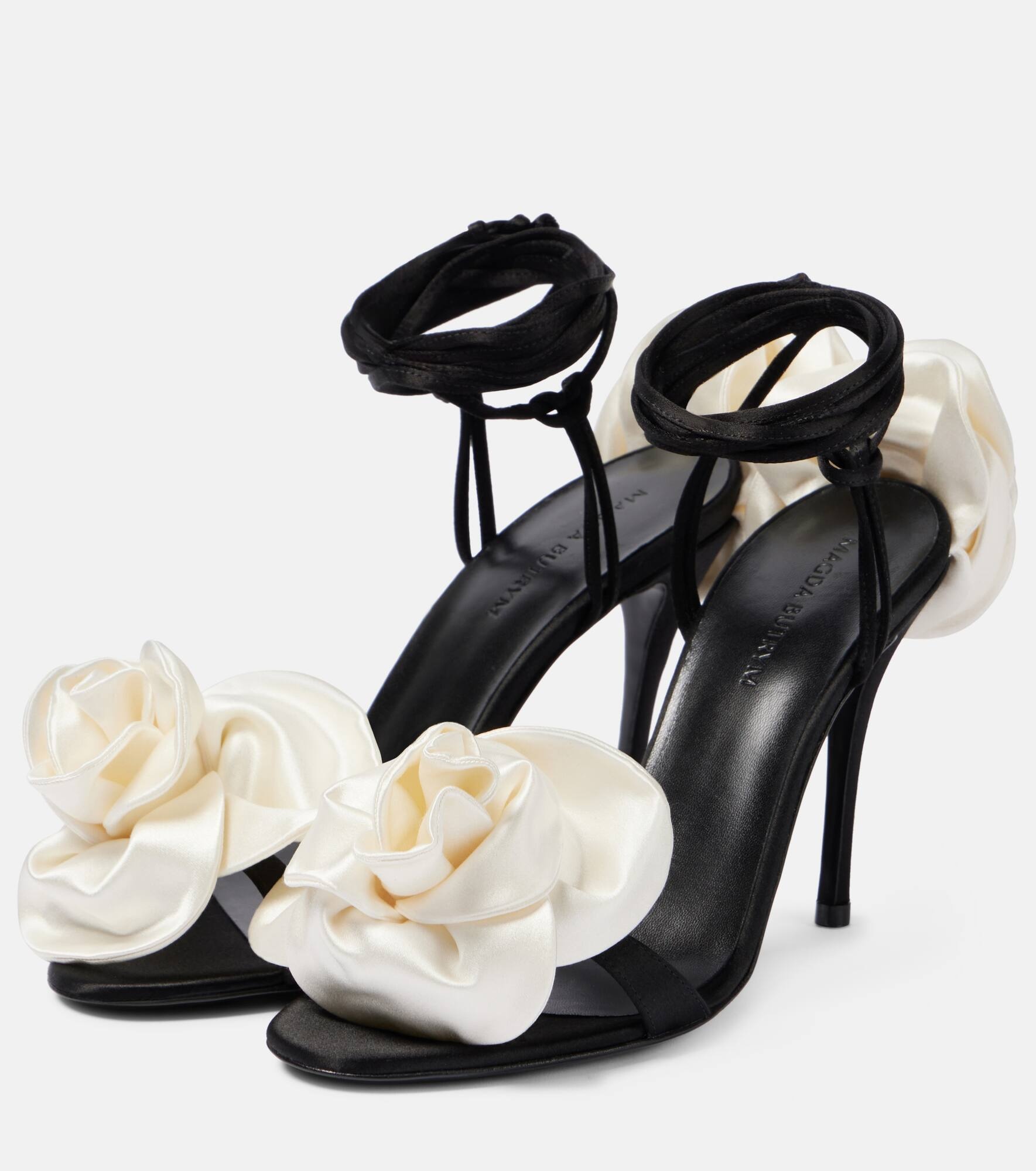 105 floral-appliqué satin sandals - 4