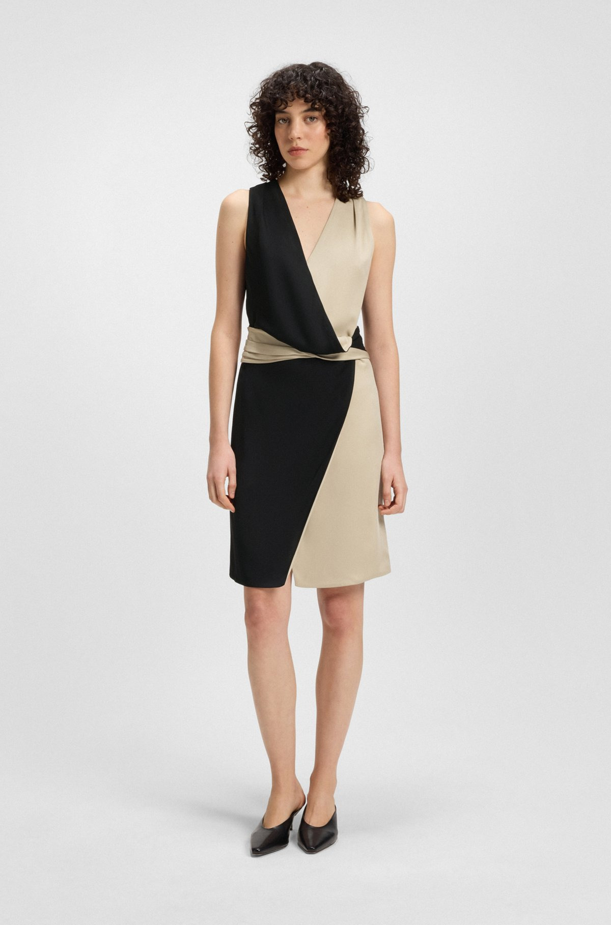 COLOR-BLOCKED DRESS WITH WRAP FRONT - 3