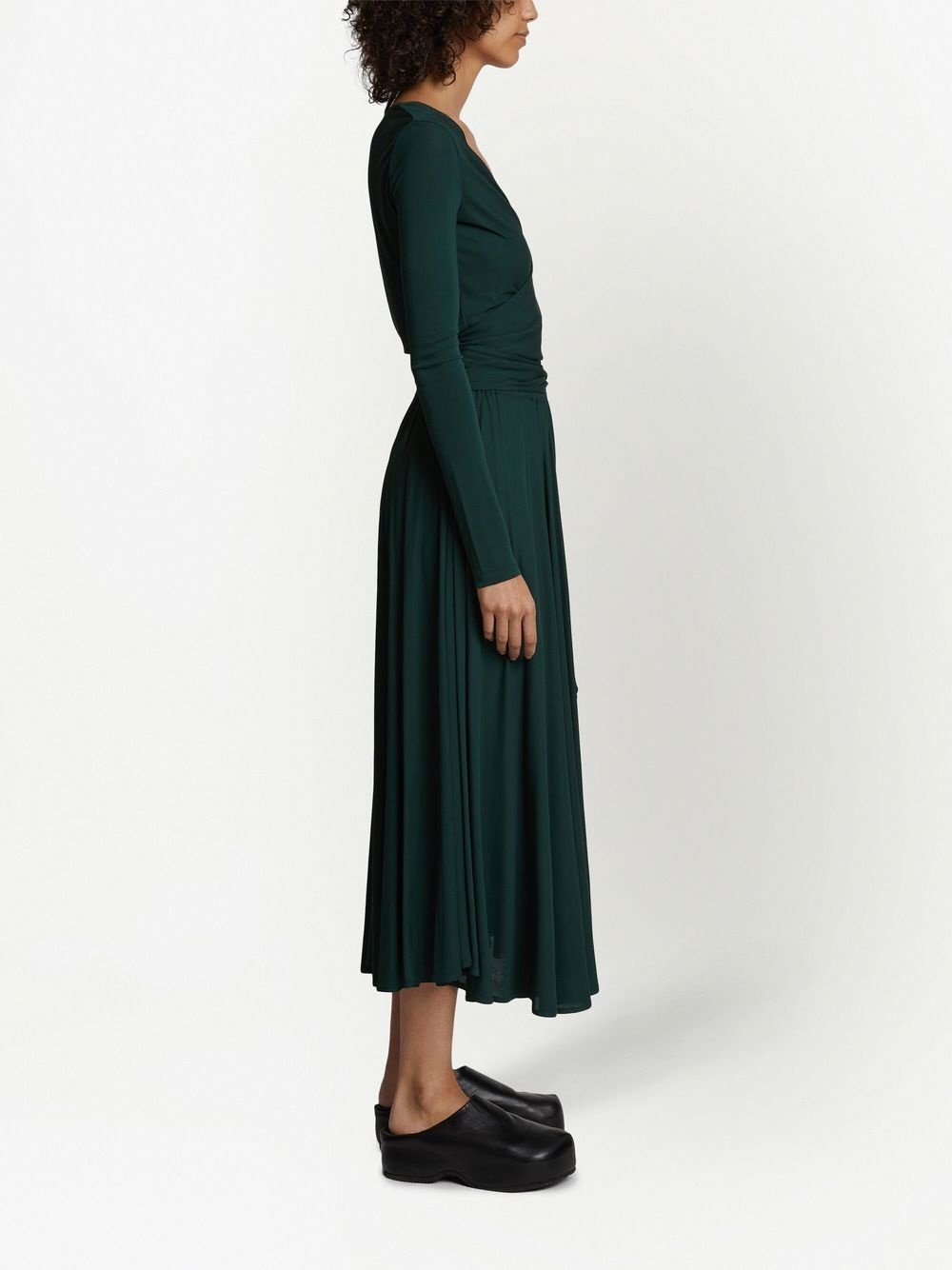 long-sleeved crepe wrap dress - 3