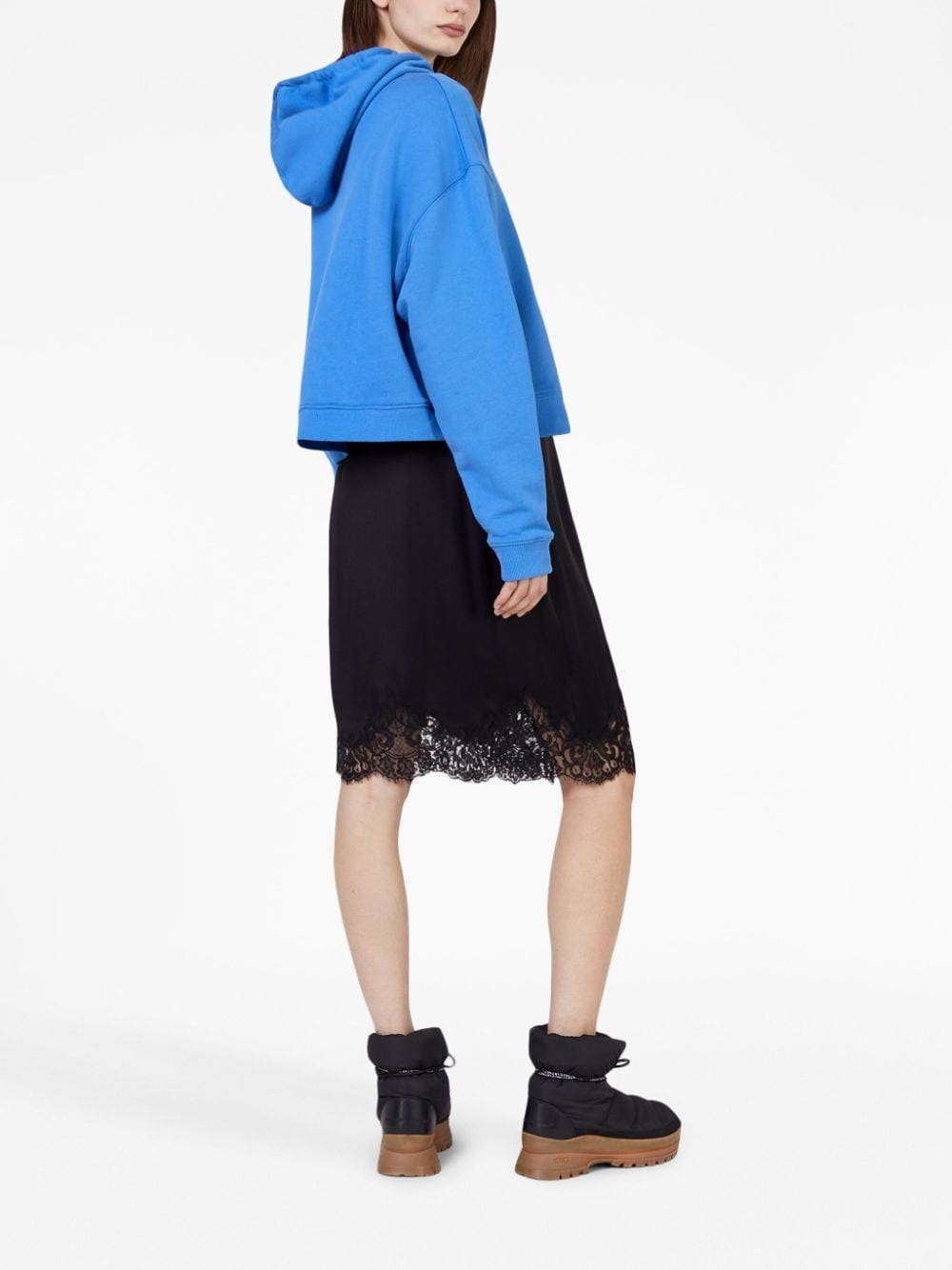 Guipure graphic-print hoodie - 3