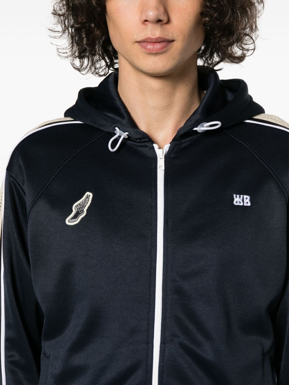 logo-embroidered zip-up hoodie - 5