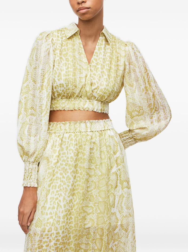 Clara Noche shirred snake-print top 1