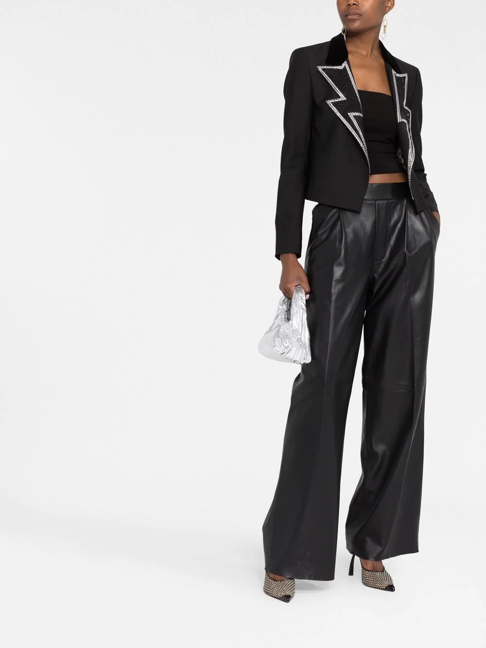 rhinestone cropped blazer - 2