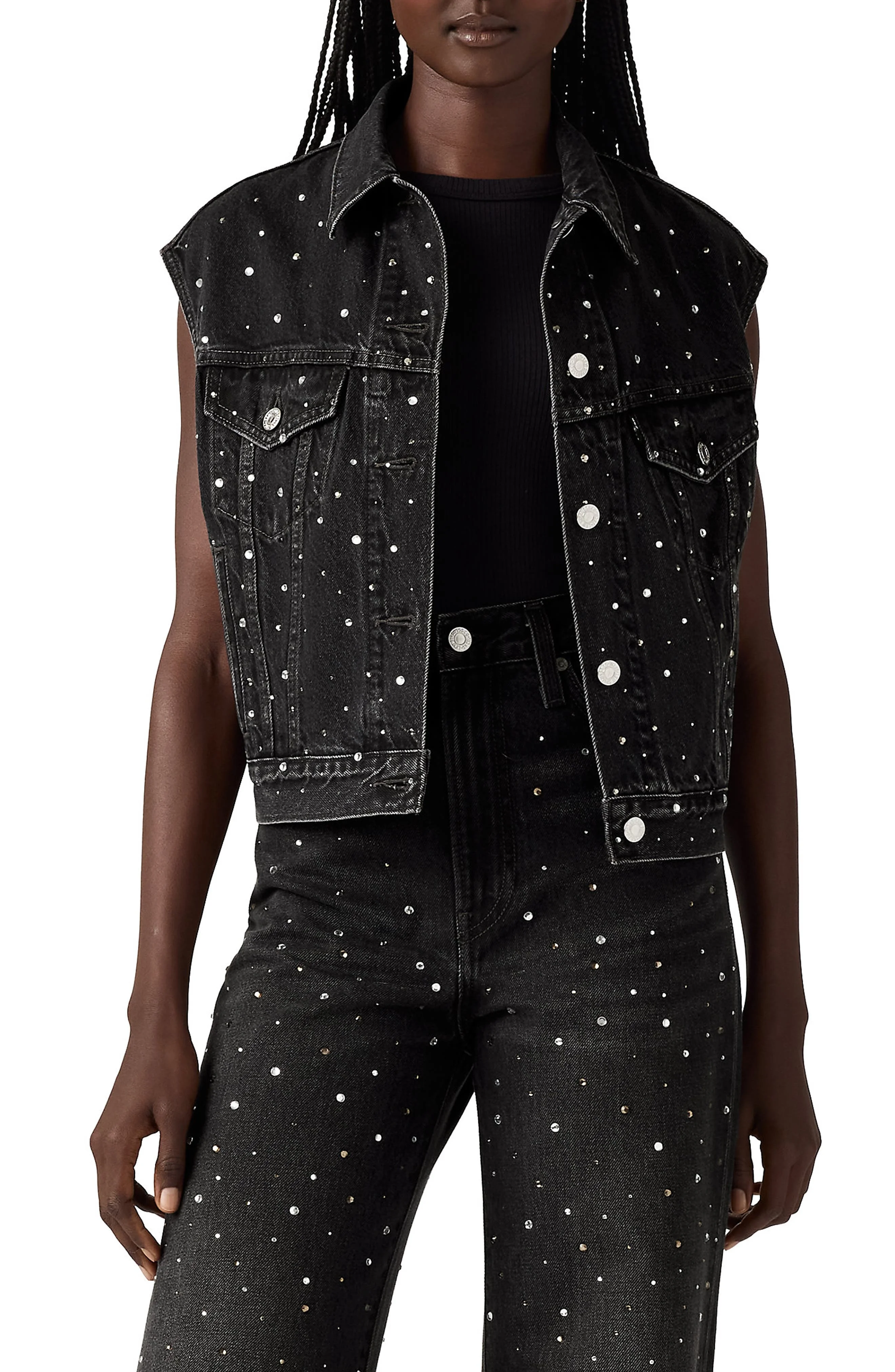 levi's '90s Embellished Shrunken Denim Vest in Dazzle Me Smoke Vest at Nordstrom - 1