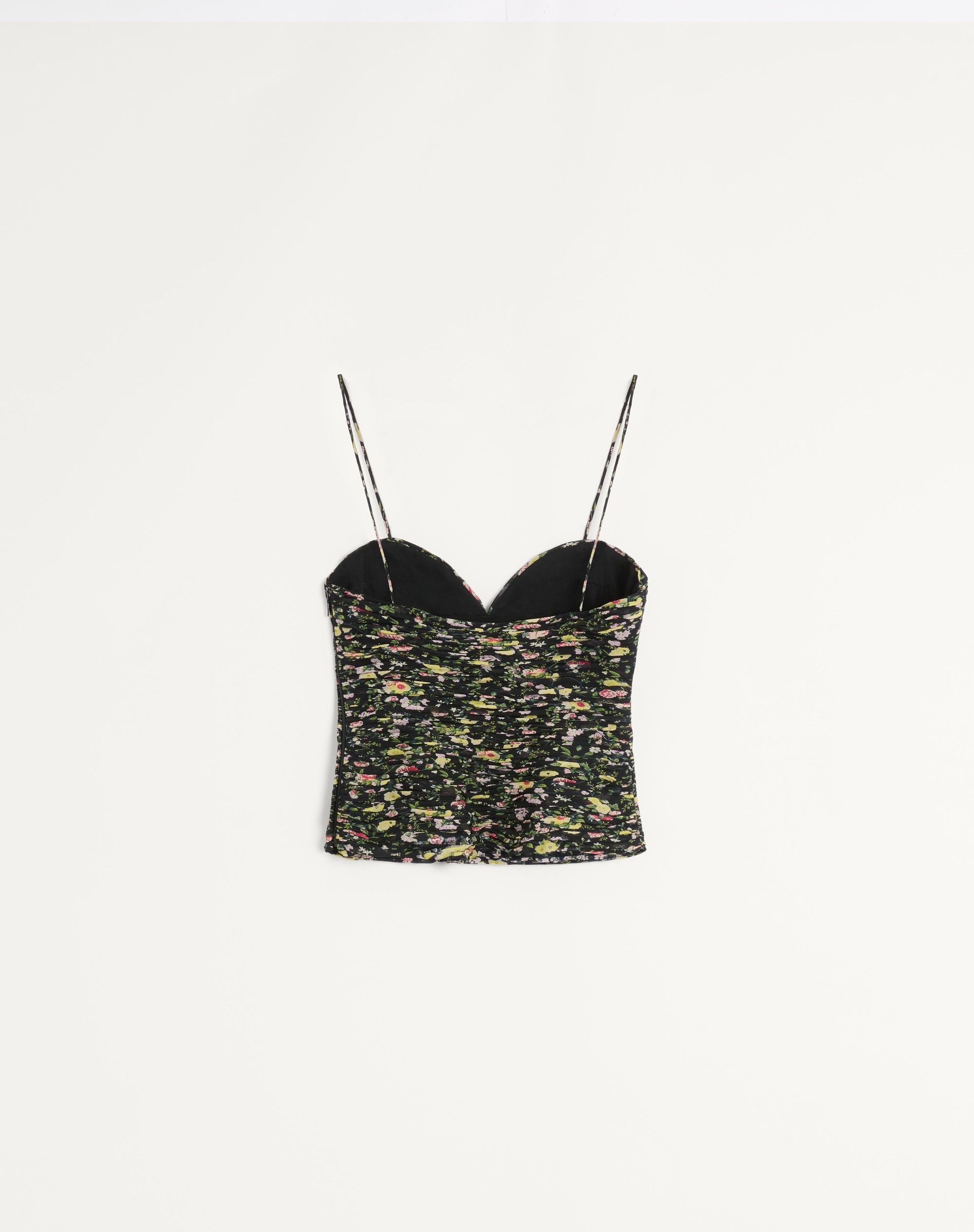 TOP IN LIGHT GEORGETTE WITH PAPIER FLORAL ROSE RAMAGE PRINT - 2
