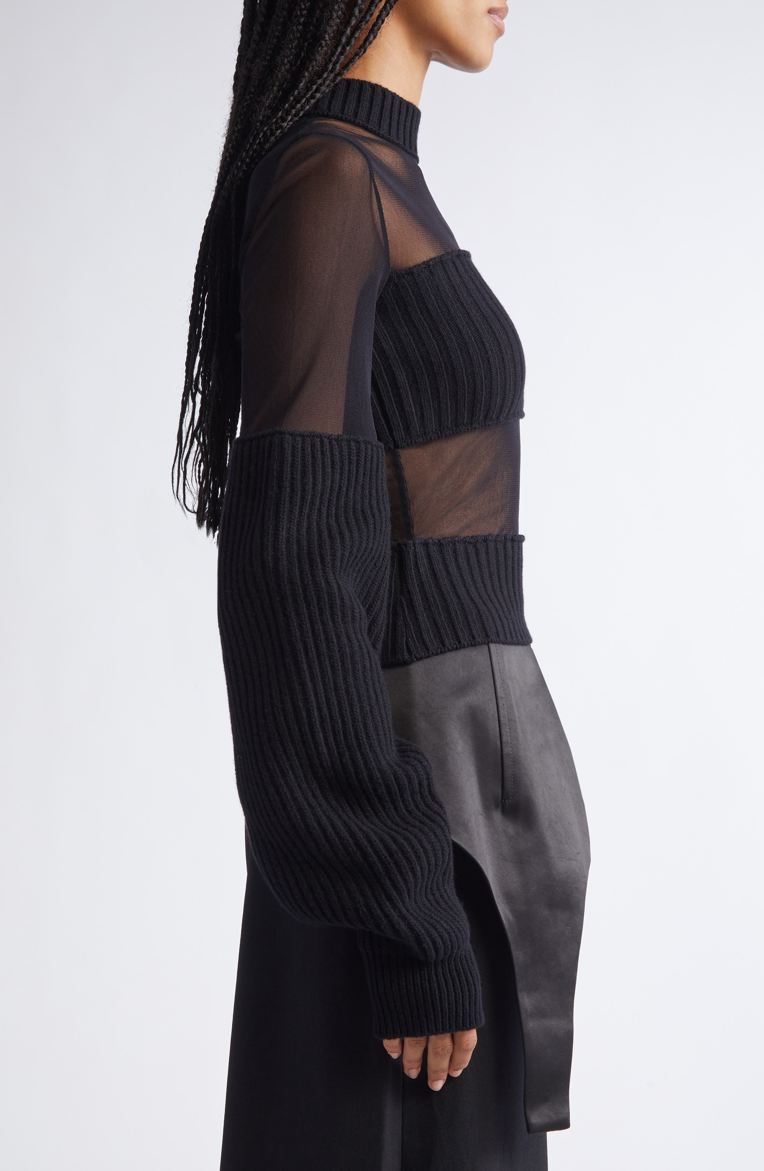 Jean Paul Gaultier Paneled Mixed Media Sweater in Black at Nordstrom - 2