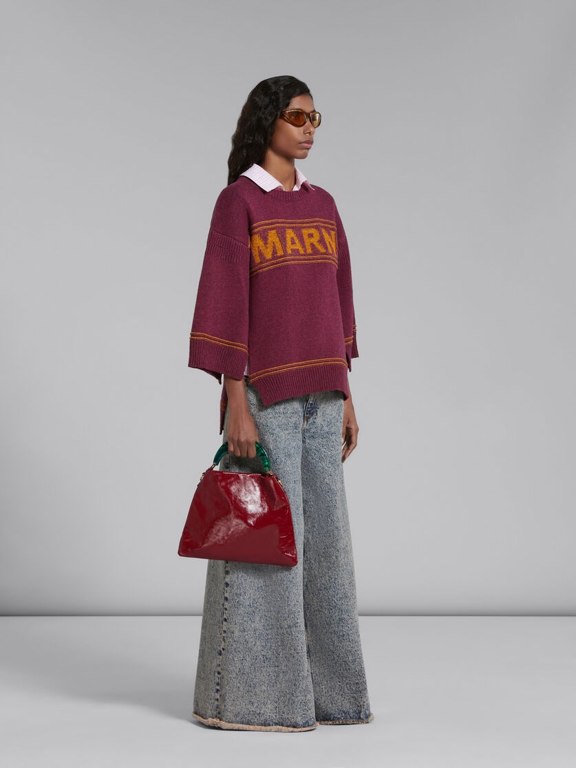 RUBY RED WOOL SWEATER WITH LOGO - 5