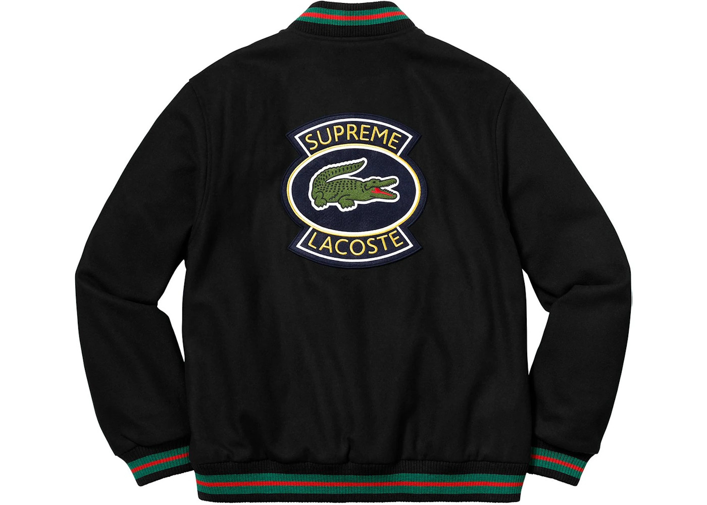 Supreme LACOSTE Wool Varsity Jacket Black - 3
