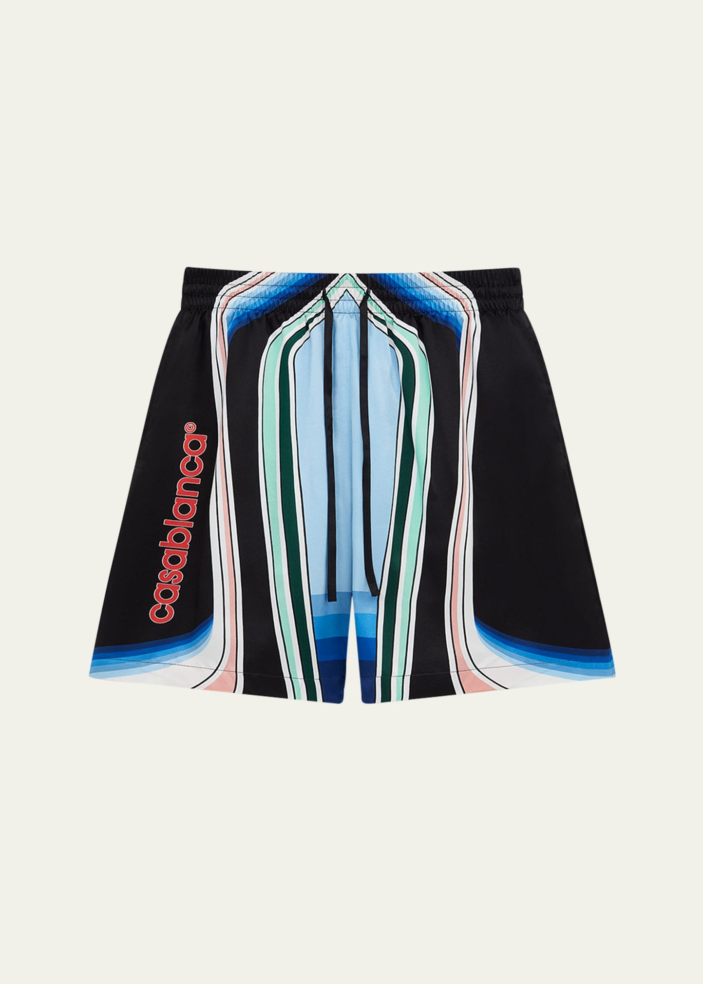 Men's Multi-Stripe Silk Pull-On Shorts - 1