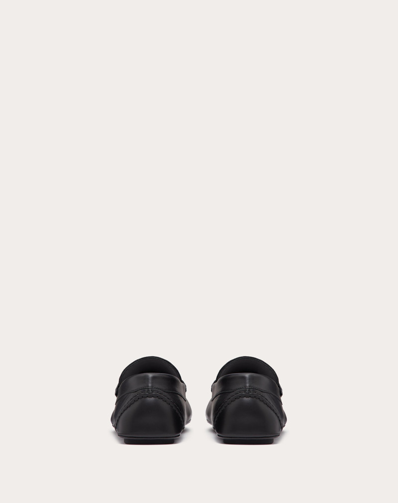 VLOGO SIGNATURE DRIVING SHOE IN CALFSKIN AND TOILE ICONOGRAPHE TECHNICAL FABRIC 3
