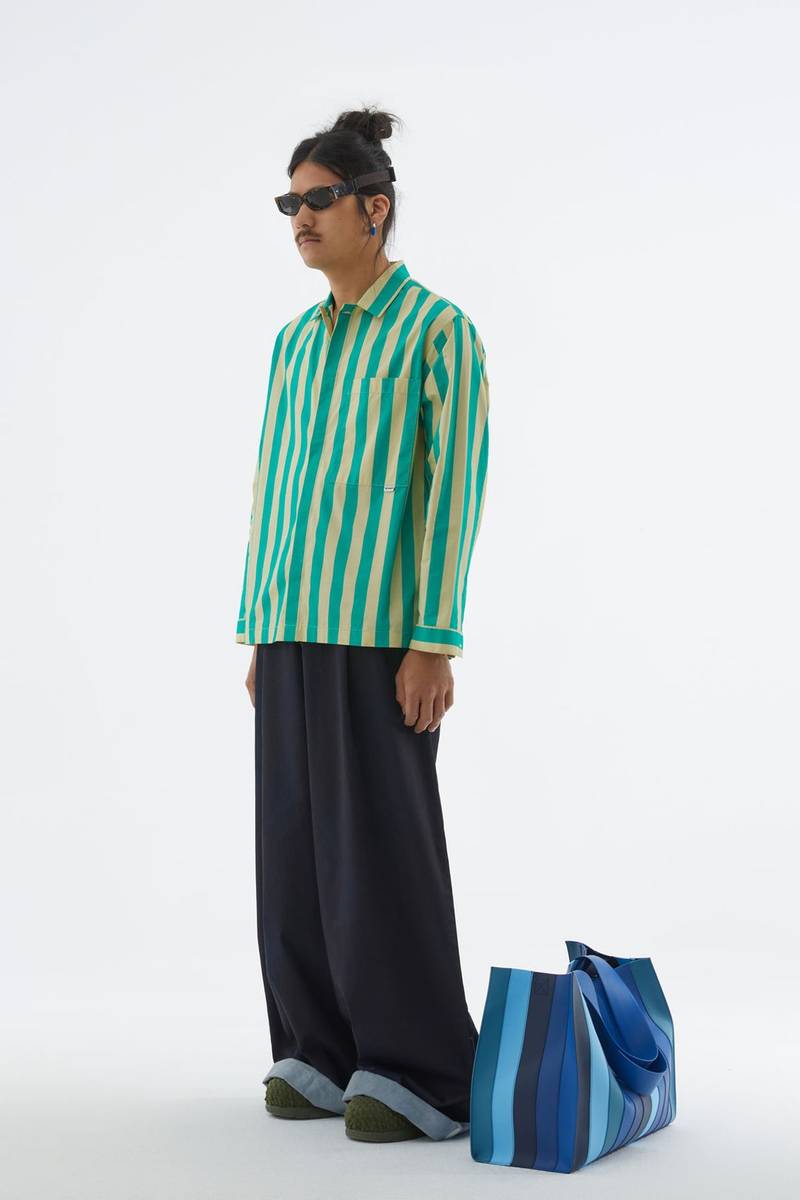 SUNNEI LIGHT YELLOW & GREEN STRIPED SHIRT outlook