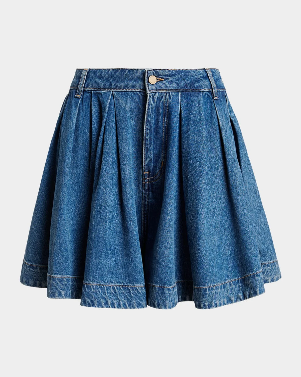 Flared Denim Mini Skirt - 1