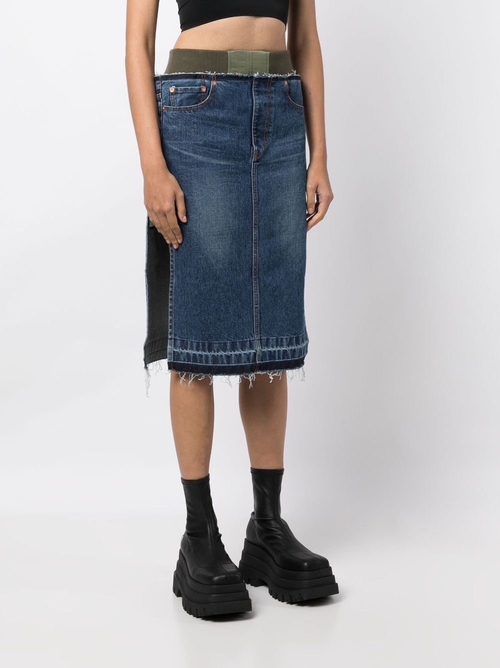 layered-effect denim skirt - 3