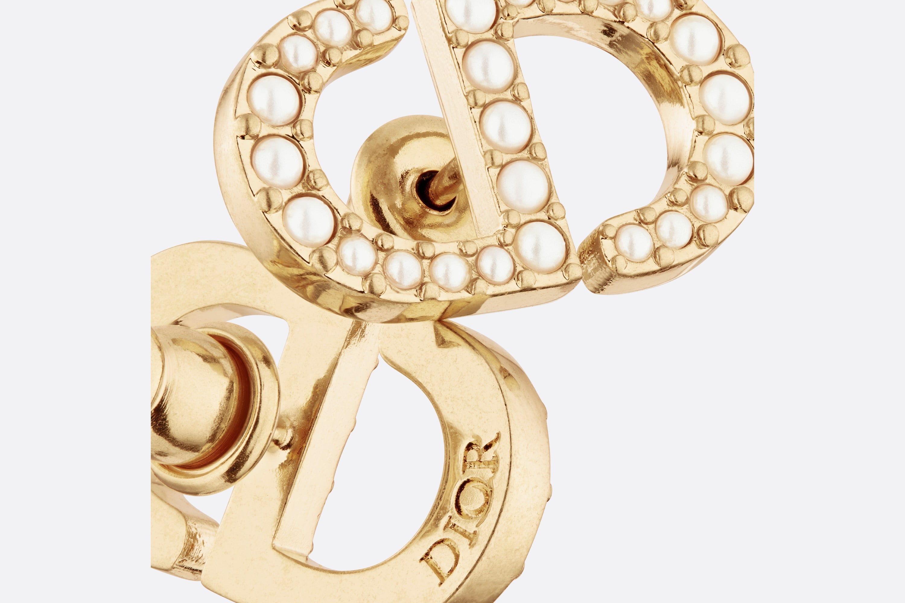 ピアス Dior Petit Cd Studs Earrings Petit CD Baroque Stud Earrings Gold-Finish Metal with White