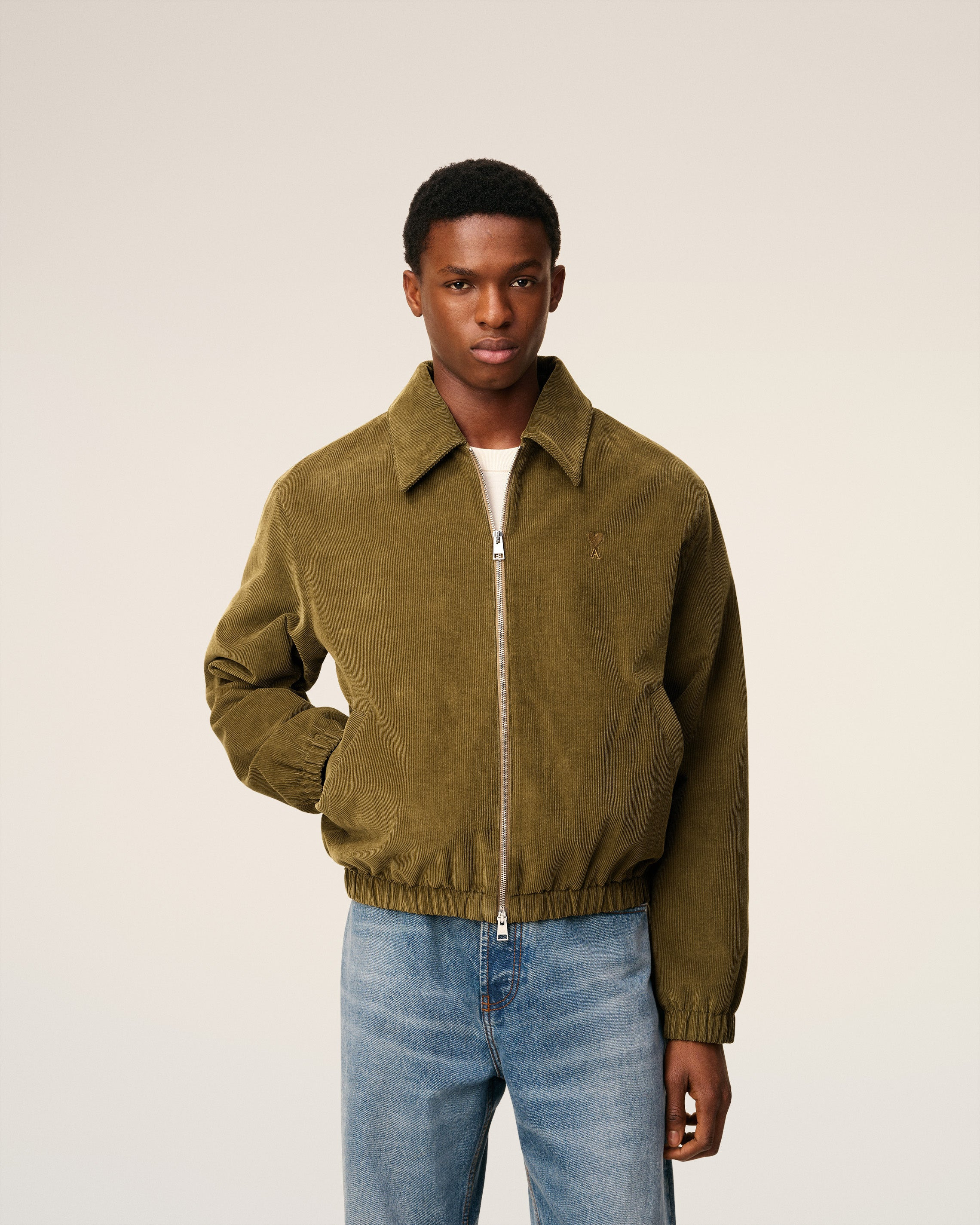 GREEN COTTON AMI DE COEUR PADDED ZIPPED JACKET - 3