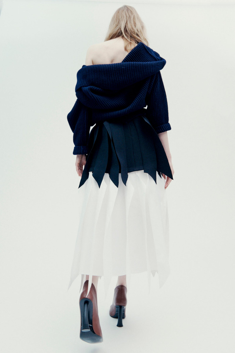 A-LINE SKIRT WITH PANEL BLACK WHITE 11