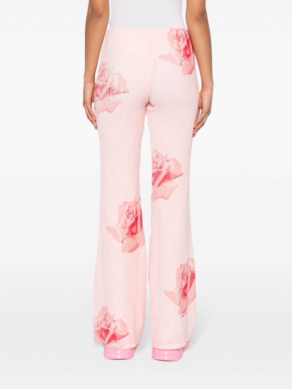 rose-print flared trousers - 4