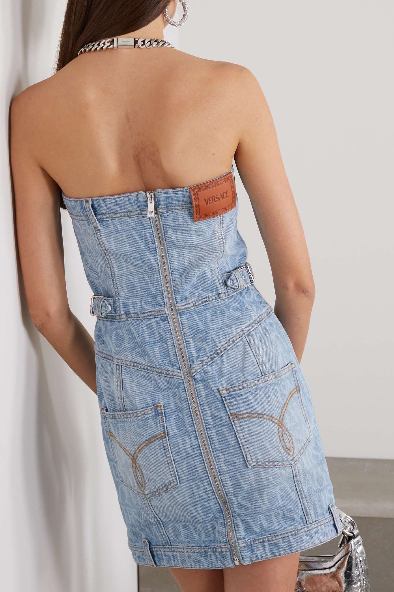 + Dua Lipa printed denim mini dress - 3