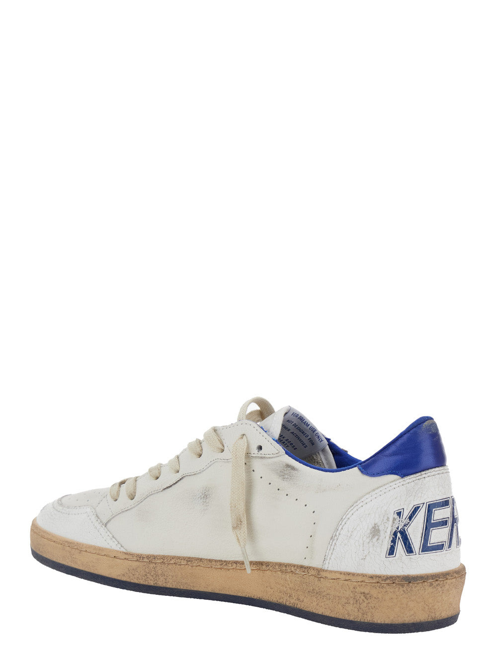 Golden Goose Men 'Ballstar' White Low Top Sneakers With Star Patch On The Side And Maxi Lettering On - 3