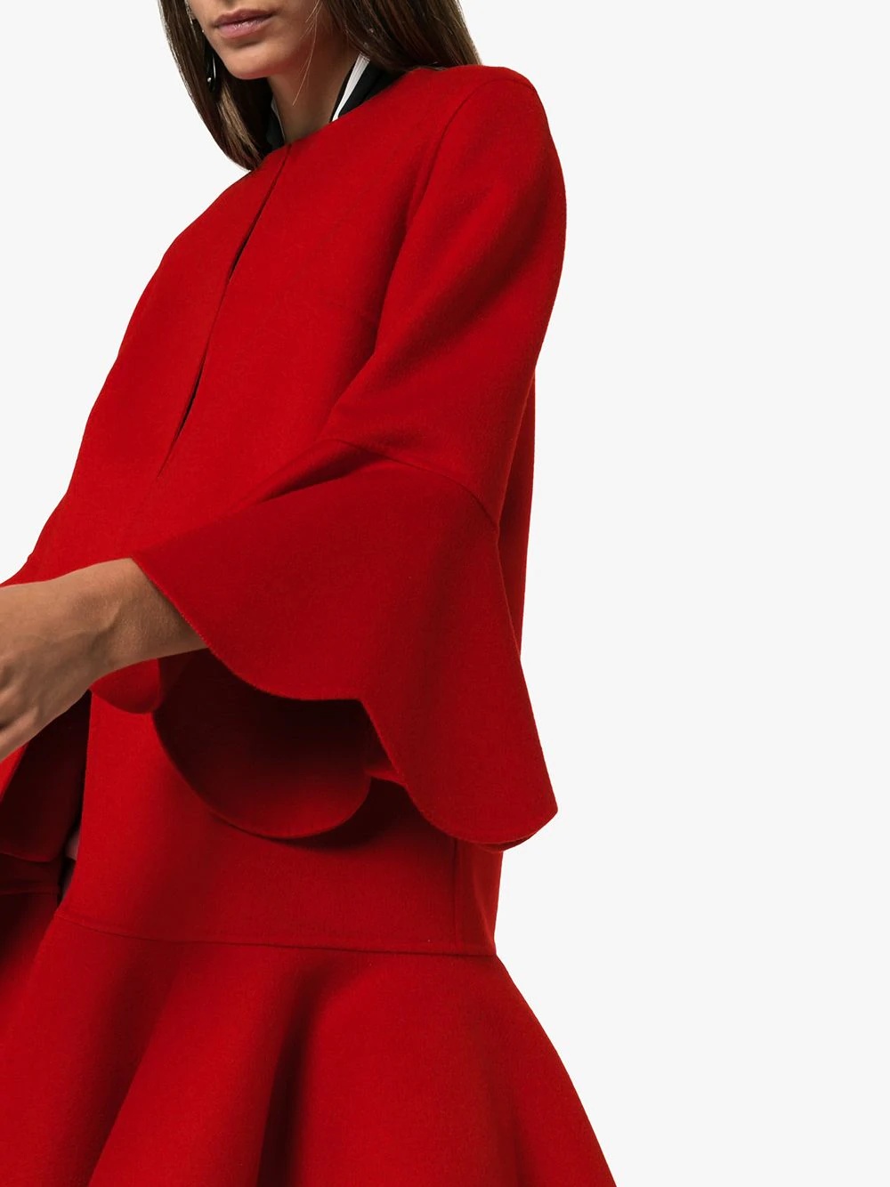 collarless ruffled coat - 5