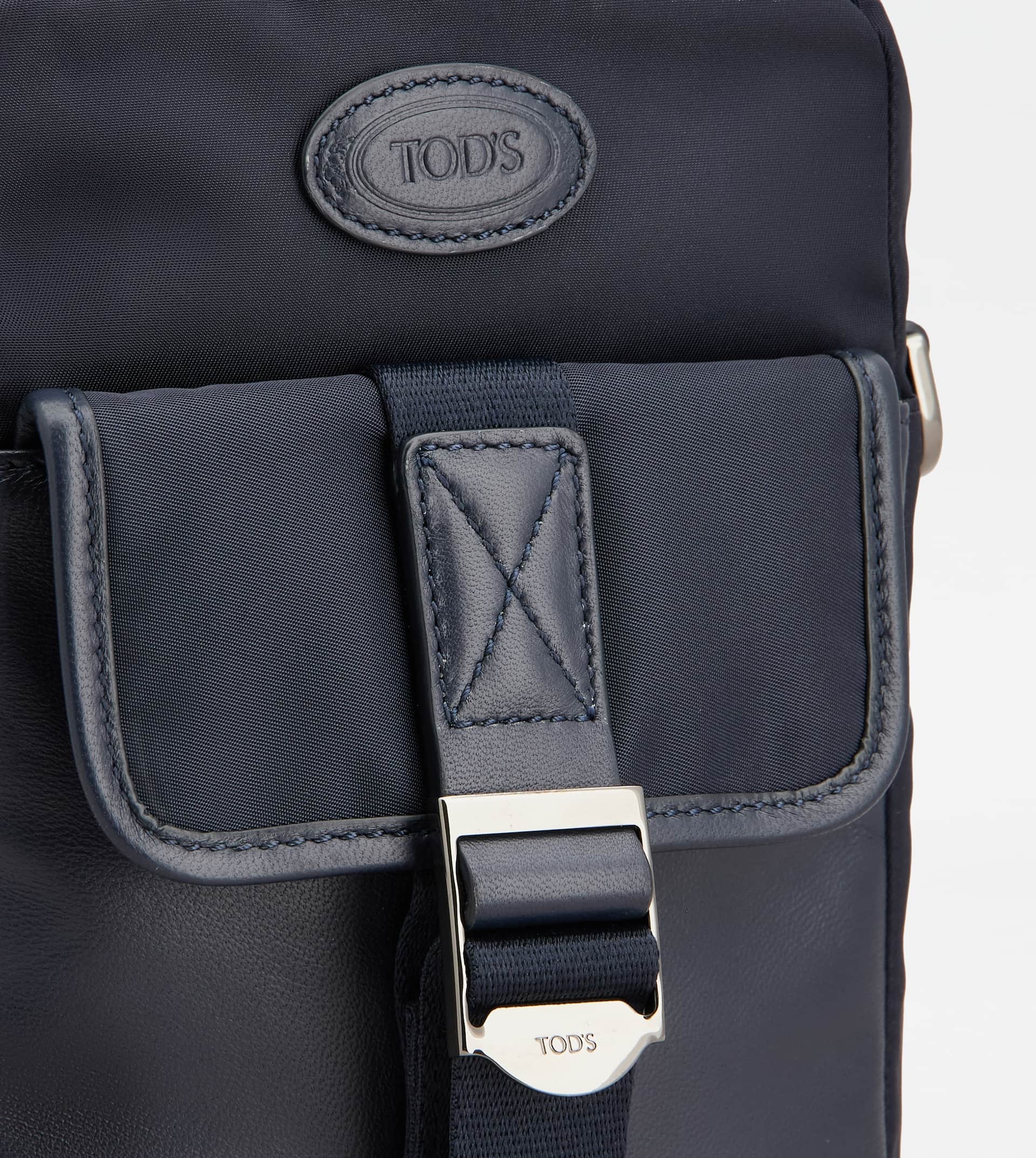 PHONE HOLDER IN FABRIC AND LEATHER MINI - BLUE - 4