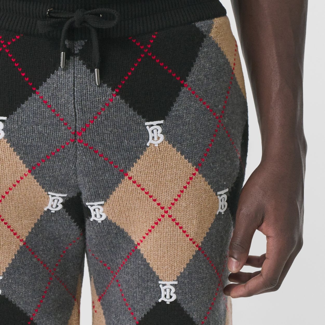 Monogram Motif Argyle Intarsia Wool Cashmere Shorts - 3